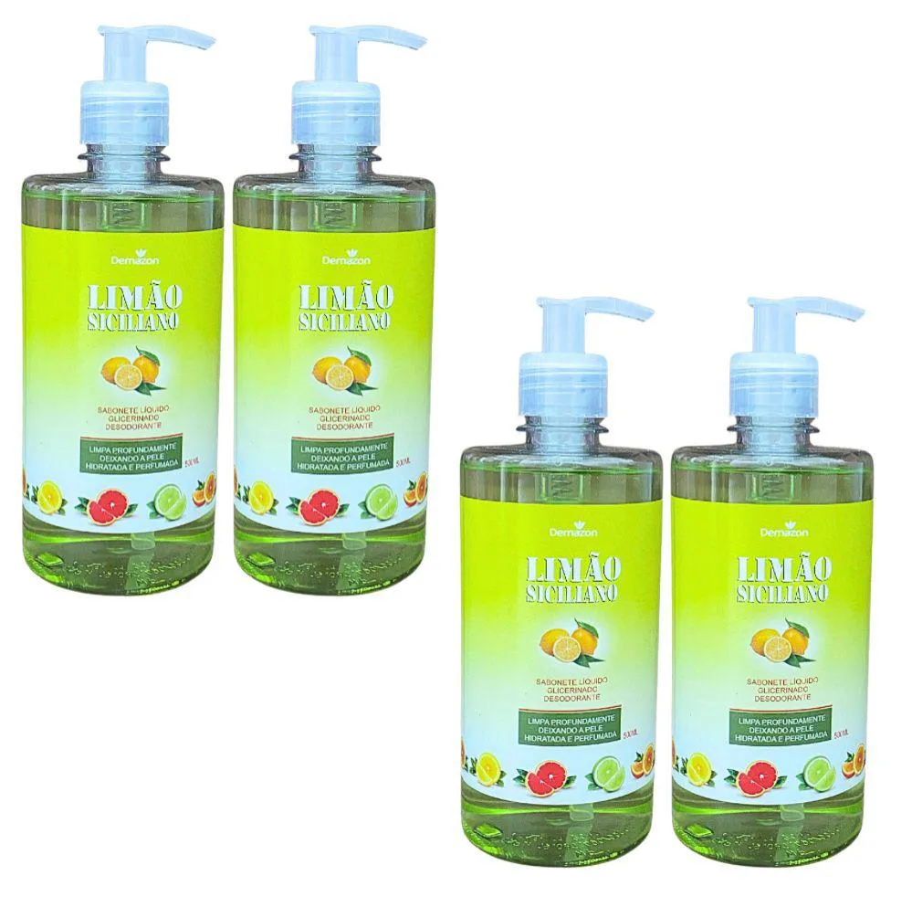 SABONETE LIQUIDO  LIMÃO SICILIANO 500ML DEMAZON 4UN