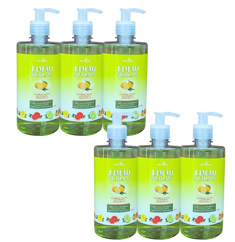 SABONETE LIQUIDO  LIMÃO SICILIANO 500ML DEMAZON 6UN
