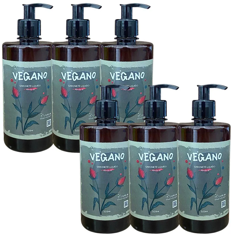SABONETE LIQUIDO  VEGANO   ALMISCAR 500ML DEMAZON 6UN