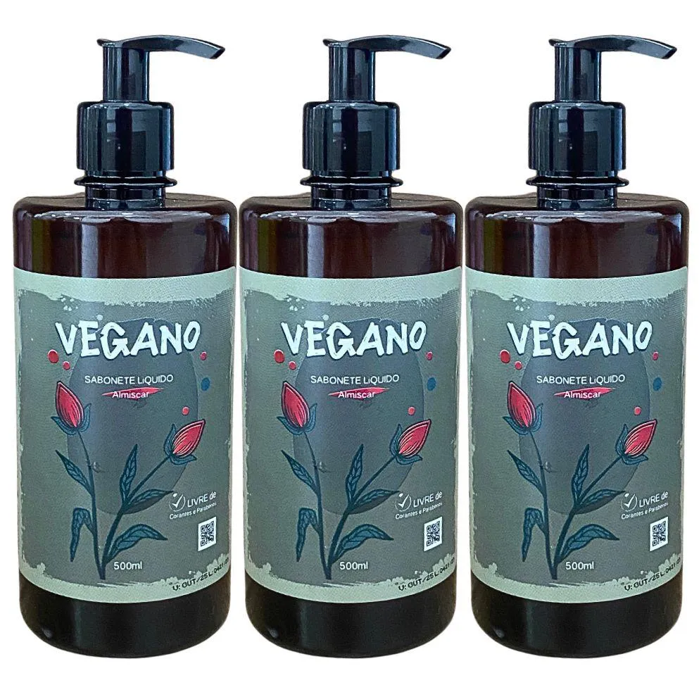 SABONETE LIQUIDO  VEGANO  ALMISCAR 500ML DEMAZON 3UN