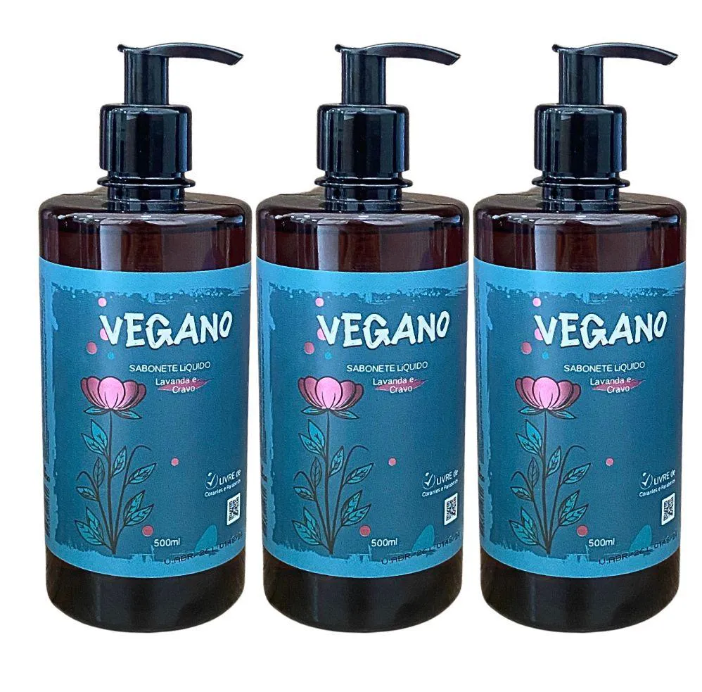 SABONETE LIQUIDO  VEGANO  LAVANDA E CRAVO 500ML DEMAZON 3UN