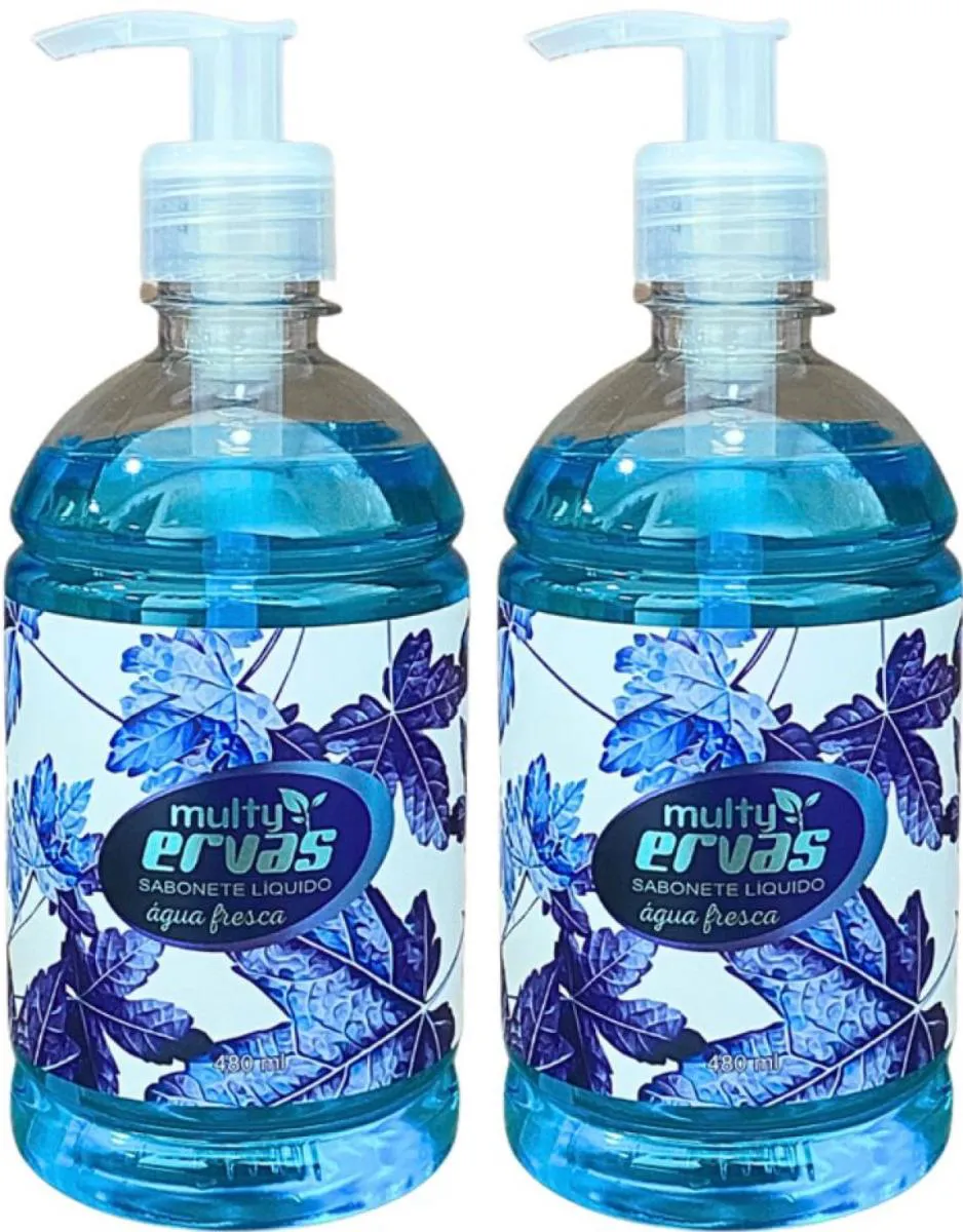 SABONETE LIQUIDO MULTI ERVAS AGUA FRESCA  480ML DEMAZON 2UN