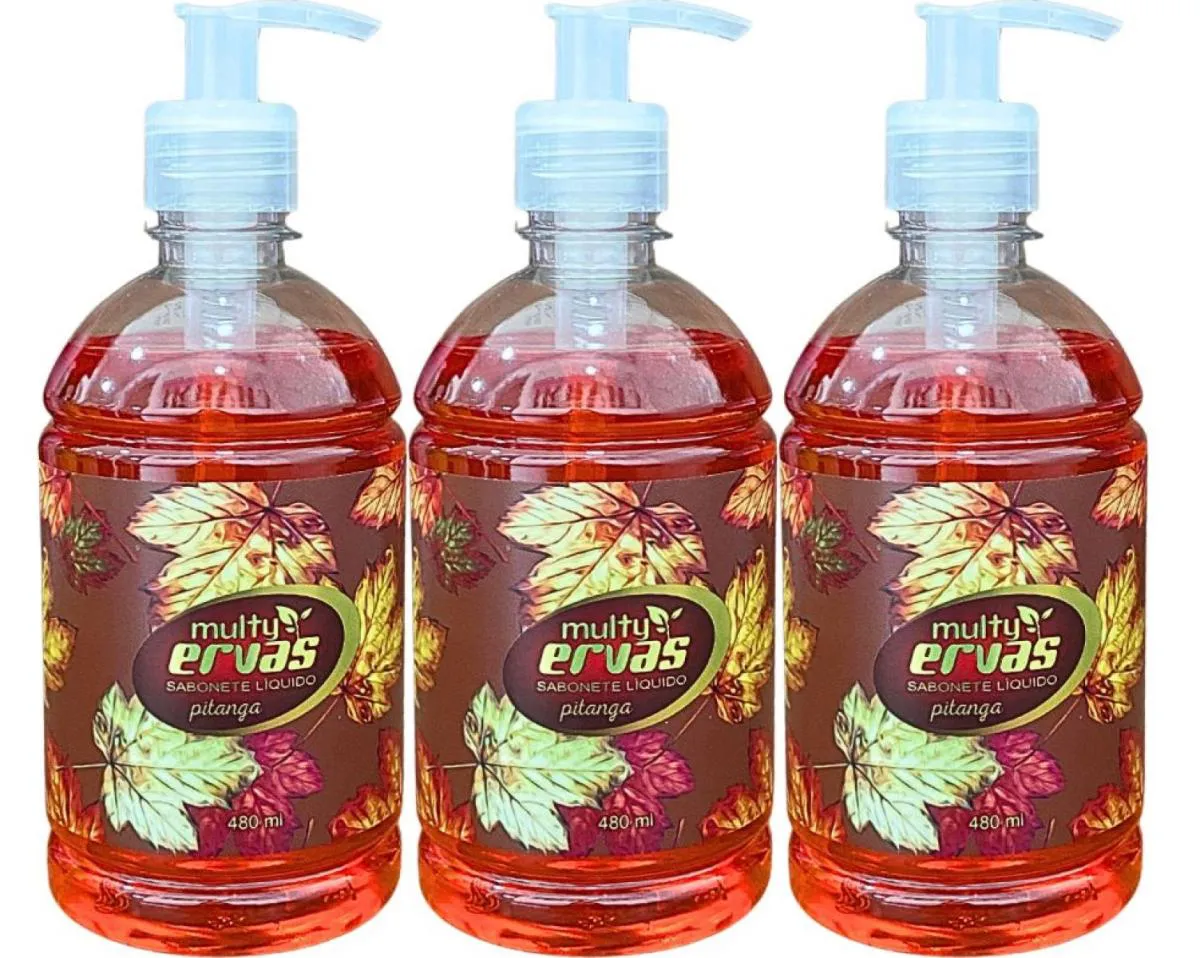 SABONETE LIQUIDO MULTI ERVAS PITANGA  480ML DEMAZON 3UN