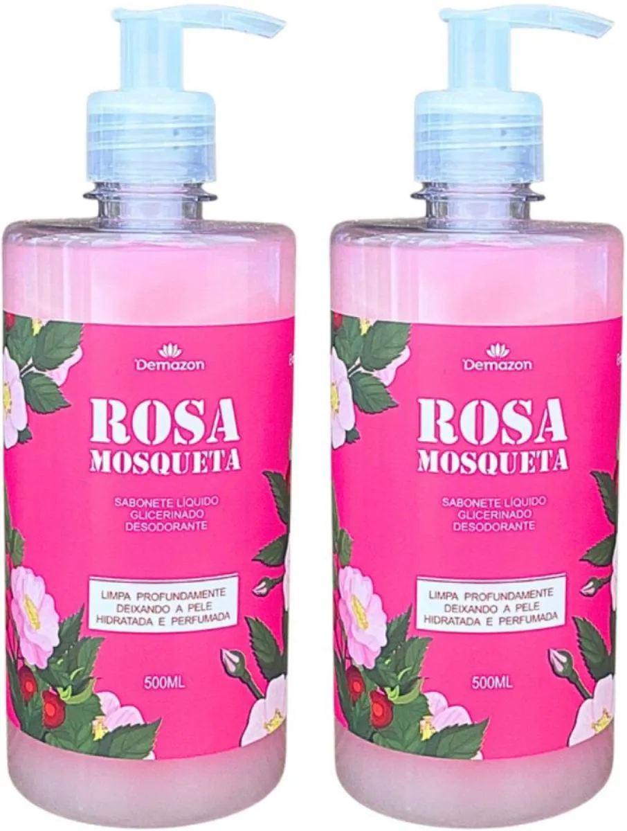 SABONETE LIQUIDO ROSA MOSQUETA 500ML DEMAZON 2UN