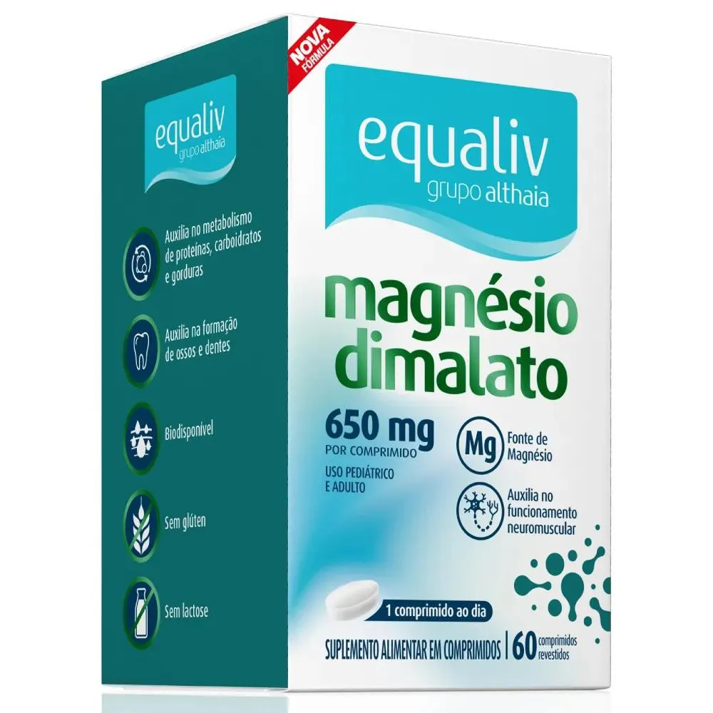 SUPLEMENTO ALIMENTAR EQUALIV MAGNéSIO DIMALATO 60CPS