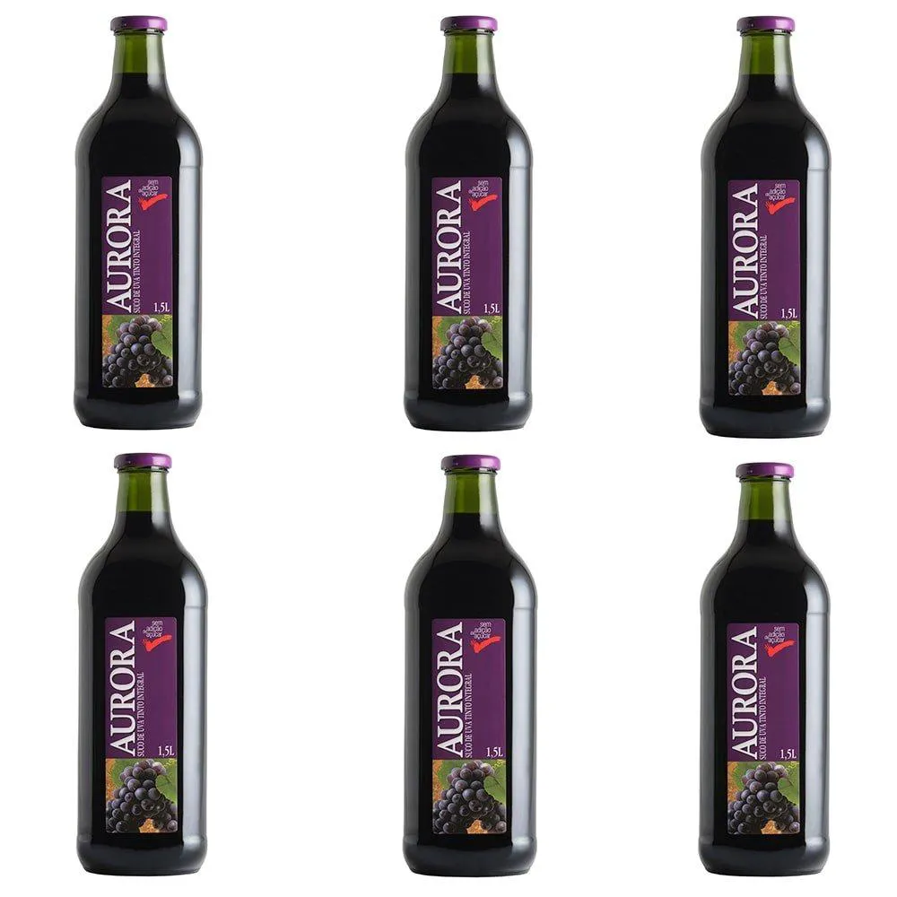SUCO DE UVA AURORA TINTO INTEGRAL 1,5L - EMBALAGEM COM 6 UNIDADES