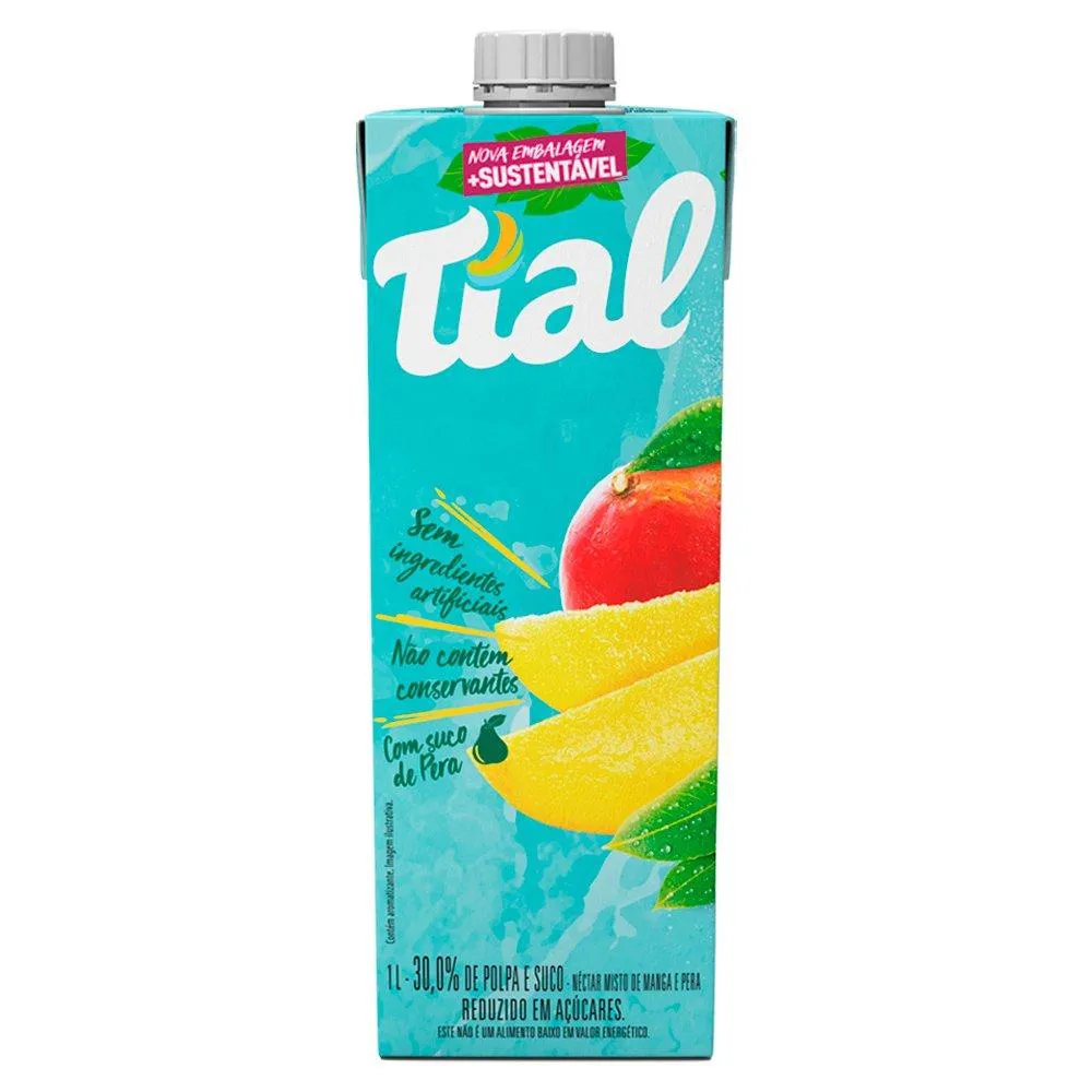 SUCO TIAL NéCTAR MANGA E PERA 1L - EMBALAGEM COM 12 UNIDADES