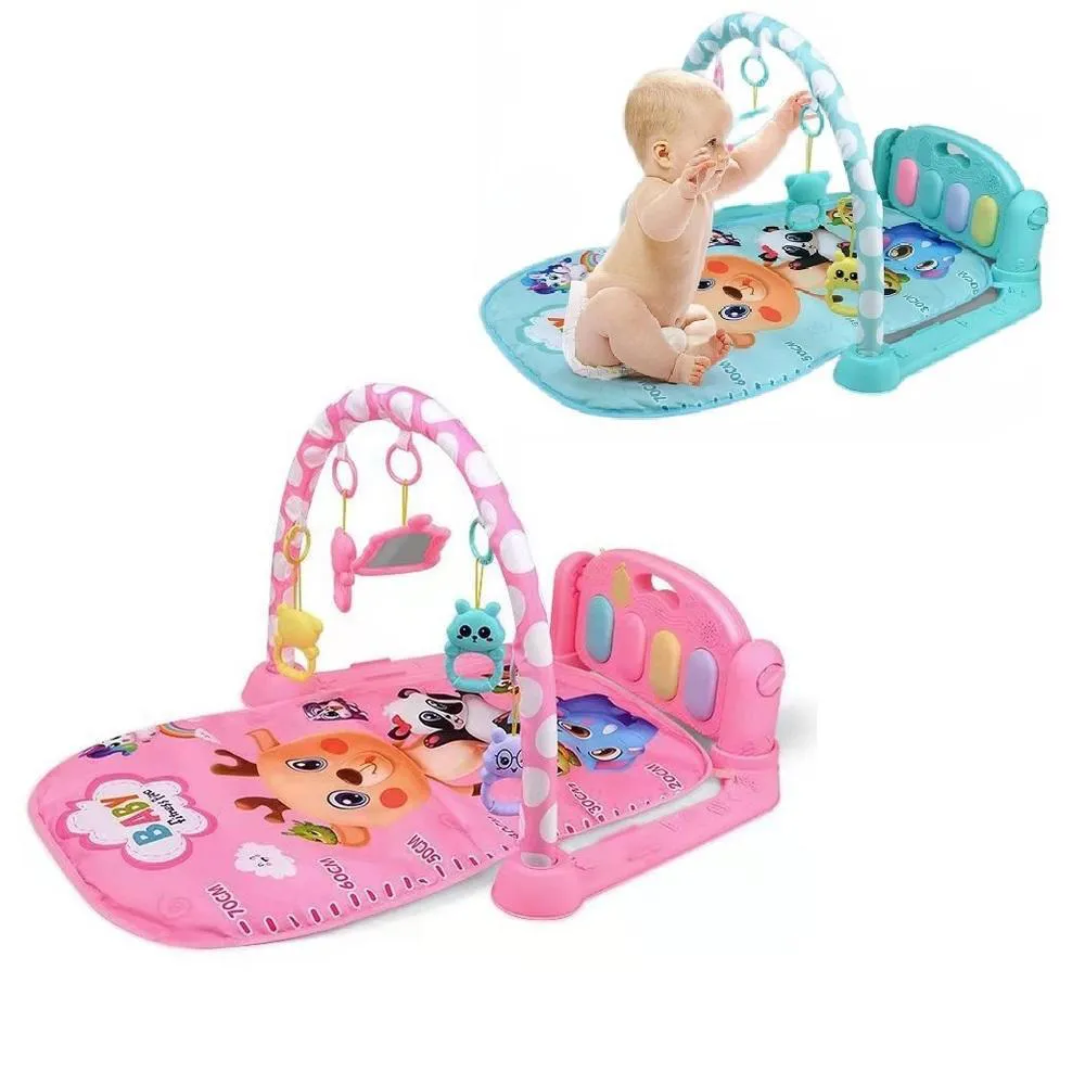 TAPETE DE ATIVIDADES PARA BEBê, GINáSIO INFANTIL COM PIANO MUSICAL, MOBILE INTERATIVO, PORTáTIL E MULTIUSO. Rosa