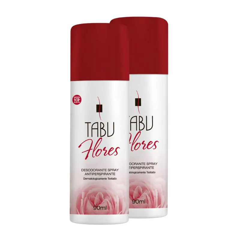 KIT DESODORANTE SPRAY TABU FLORES 90ML - 2 UNIDADES