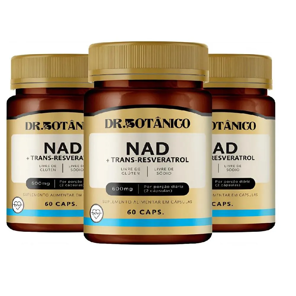KIT 03 NAD + TRANS-RESVERATROL 600MG 60CAPS DR. BOTANICO