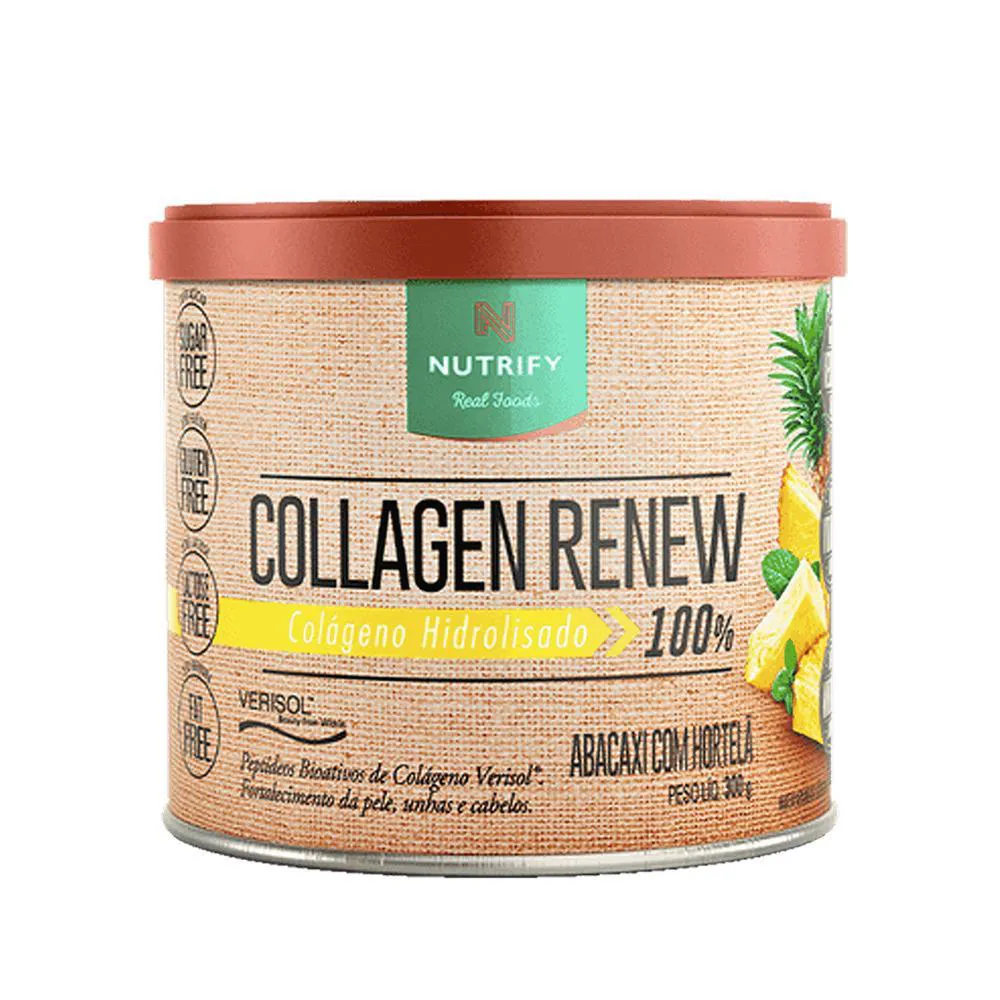 NUTRIFY COLLAGEN RENEW ABACAXI E HORTELã COLáGENO HIDROLISADO 300G