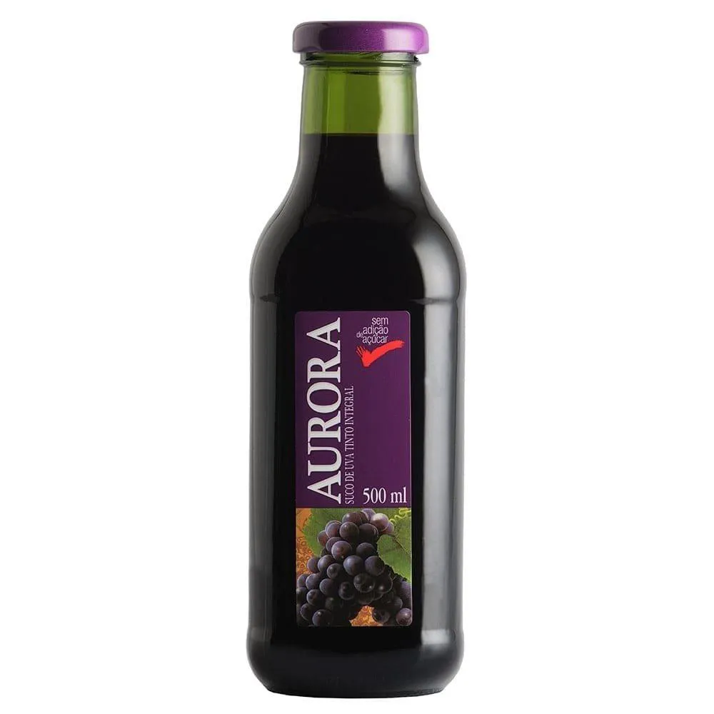 SUCO DE UVA AURORA TINTO INTEGRAL 500ML - EMBALAGEM COM 12 UNIDADES
