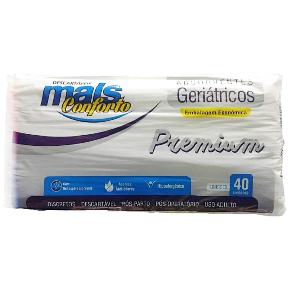 ABSORVENTE GERIáTRICO MAIS CONFORTO PREMIUM UNISSEX - 40 UND