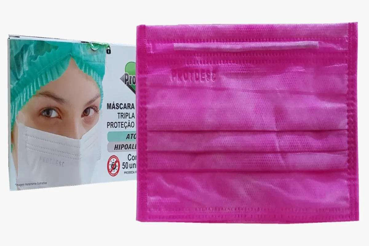 MáSCARA CIRúRGICA TRIPLA ROSA PINK PROTDESC - 50UND