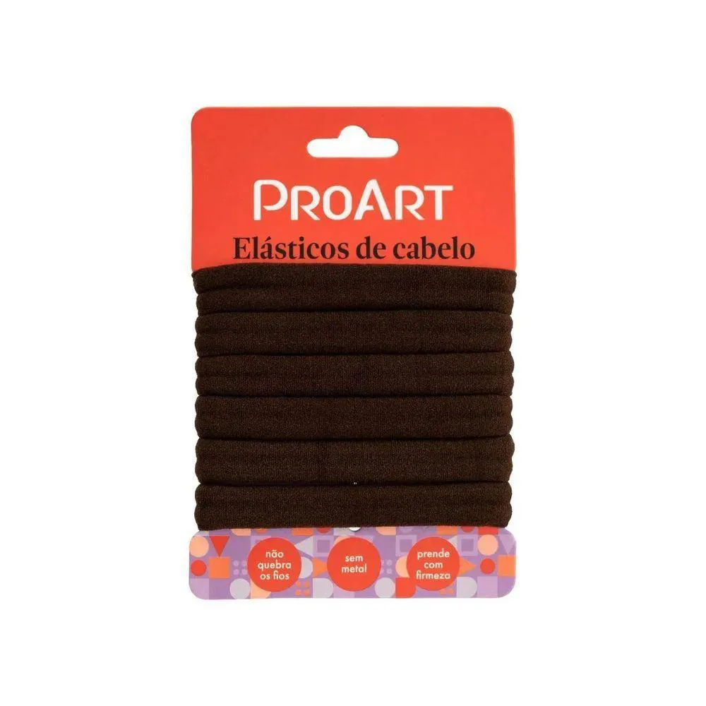 ELáSTICOS DE CABELO 6 UNIDADES PROART SEM METAL, NãO MARCAM OS FIOS, PERFEITOS PARA PENTEADOS MARROM