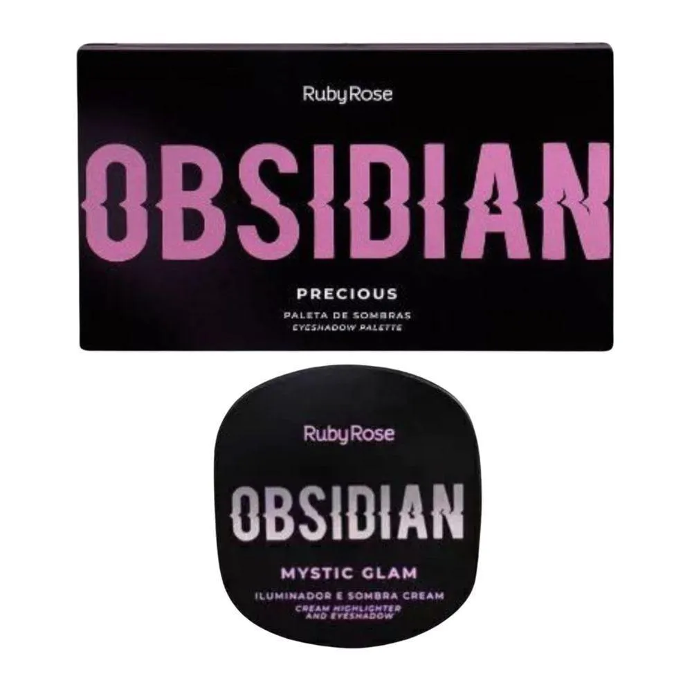 KIT RUBY ROSE OBSIDIAN PALETA PRECIOUS+ILUMINADOR QUARTZ - QUALIDADE ALTA