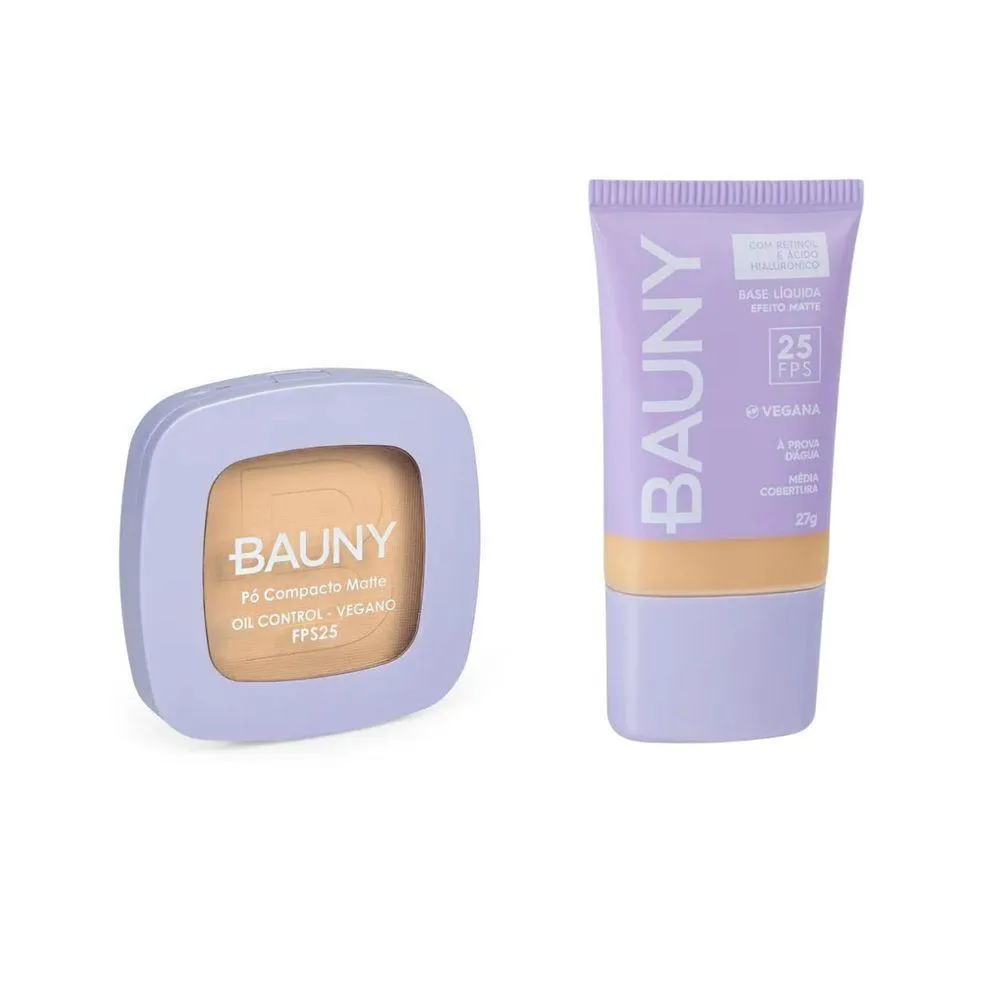 KIT BAUNY Pó COMPACTO FPS25 10G 010 + BASE MATTE 040 27G - SELEçãO DE ALTA QUALIDADE