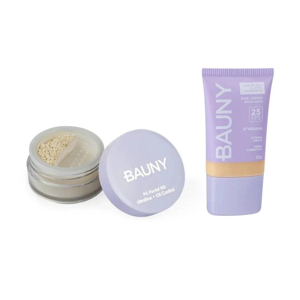 KIT BAUNY Pó SOLTO FACIAL 9G-15G COR010+BASE MATTE COR010
