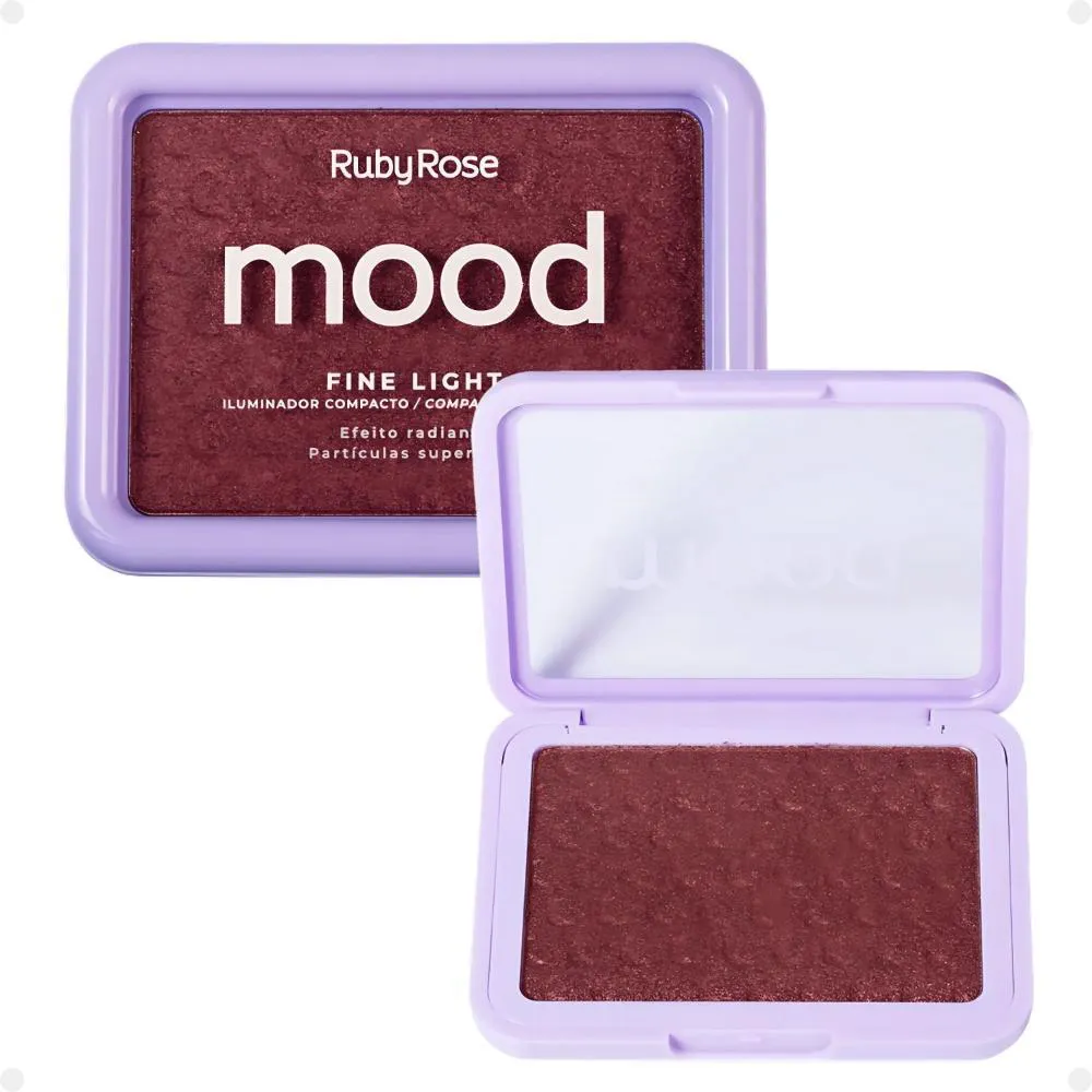 ILUMINADOR COMPACTO RUBY ROSE MOOD FINE LIGHT EFEITO RADIANTE MLF08