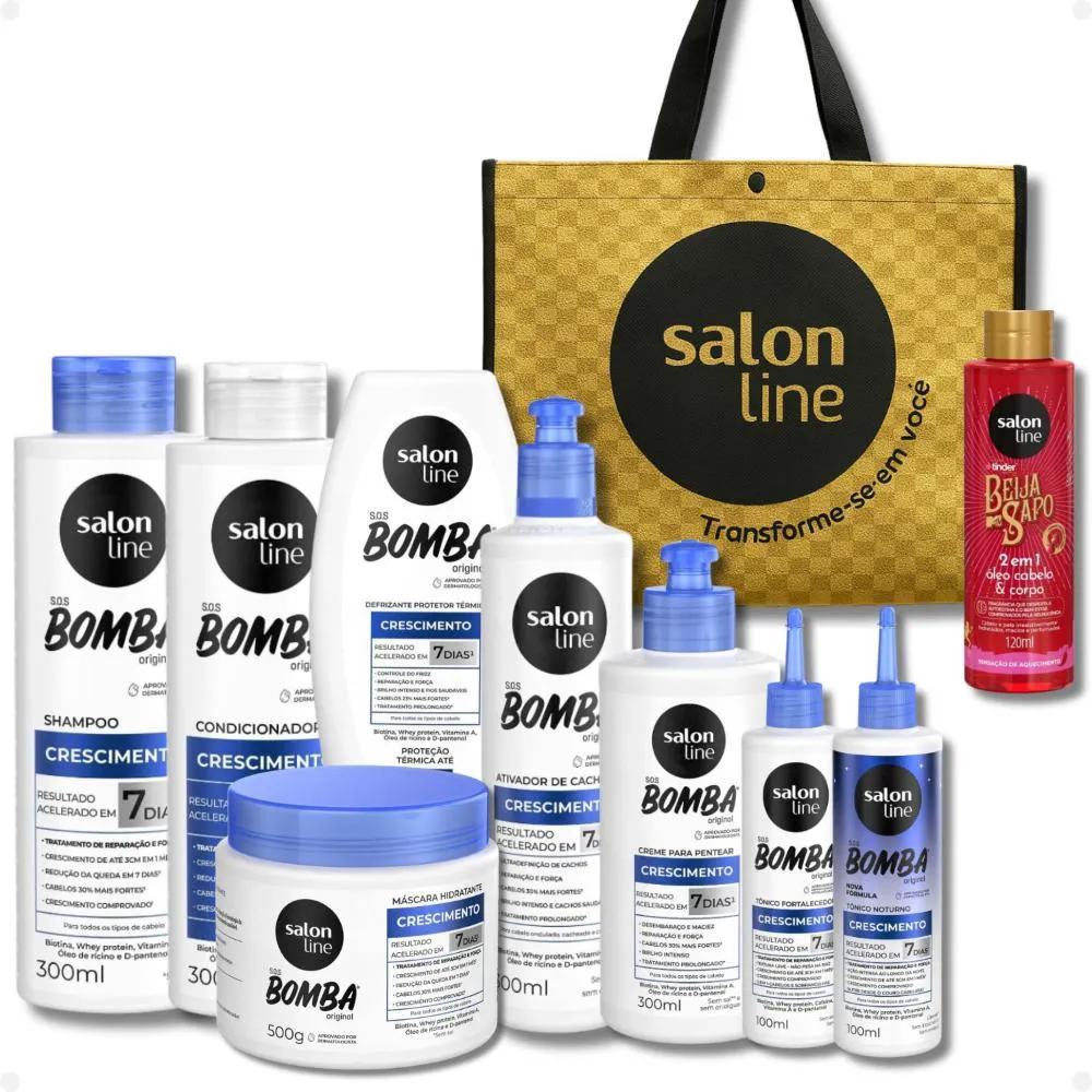 KIT SALON LINE SOS BOMBA CRESCIMENTO CAPILAR COMPLETO + MIMOS