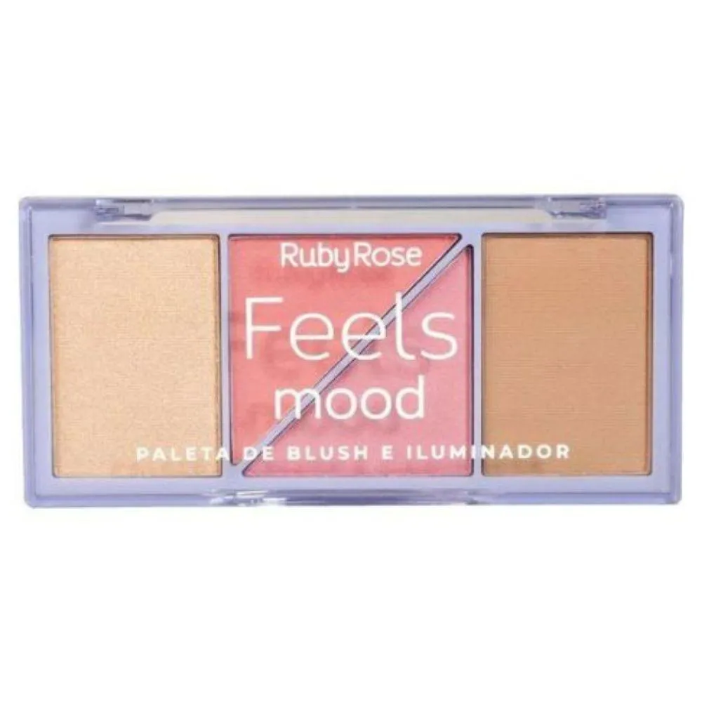 RUBY ROSE HB7529 PALETA DE BLUSH E ILUMINADOR FEELS MOOD 10,3G - DESIGN ROBUSTO