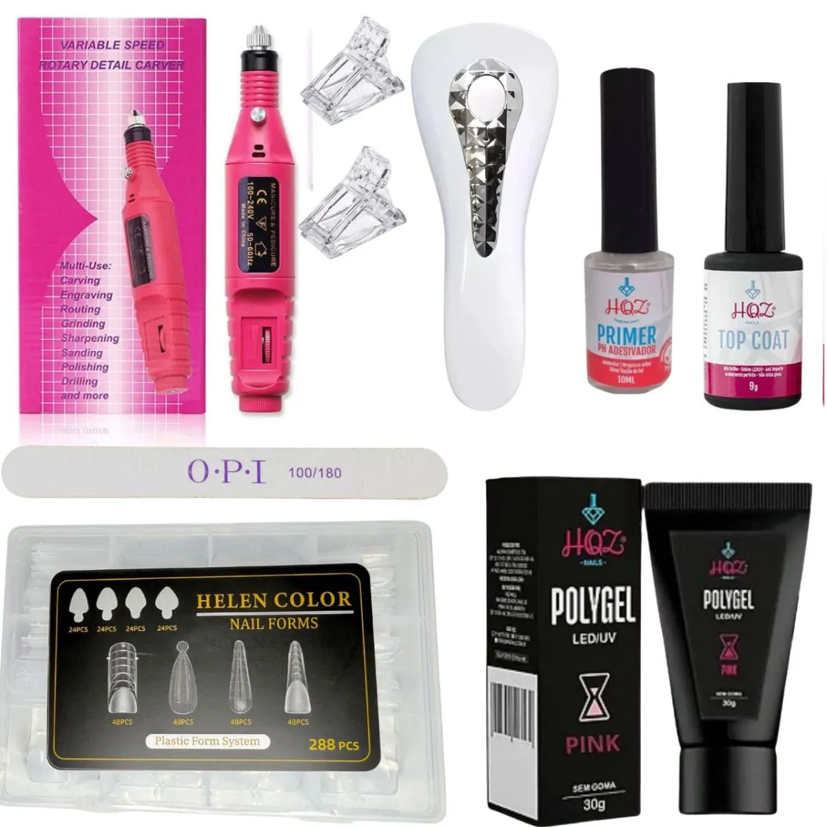 KIT MOLDE F1 ALONGAMENTO UNHA POLYGEL HQZ