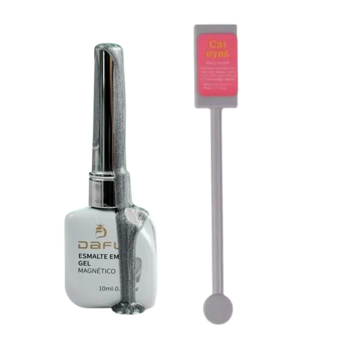 KIT ESMALTE GEL MAGNéTICO PRATA 10ML  + IMã - DAFU