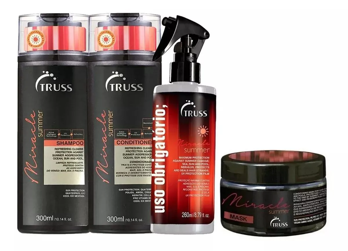 TRUSS - MIRACLE SUMMER - SHAMPOO 300ML + CONDICIONADOR 300ML + MáSCARA 180G + FINALIZADOR 260ML