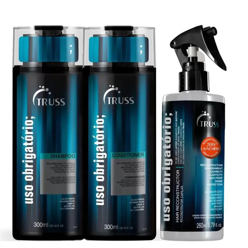 TRUSS - USO OBRIGATóRIO - KIT  USO OBRIGATóRIO 260ML +  SHAMPOO 300ML + CONDICIONADOR 300ML