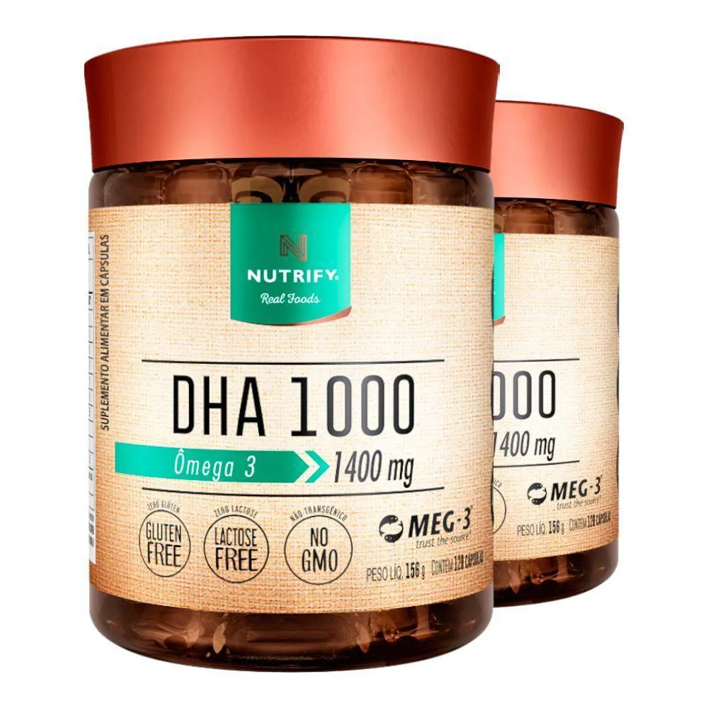 KIT 2 ôMEGA 3 DHA 1000 NUTRIFY 120 CáPSULAS