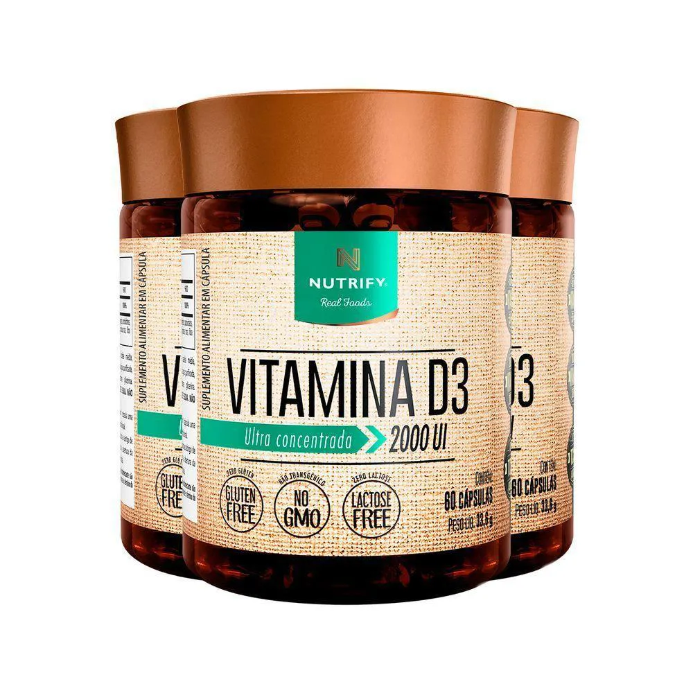 KIT 3 VITAMIN D3 2000 UI NUTRIFY 60 CáPSULAS