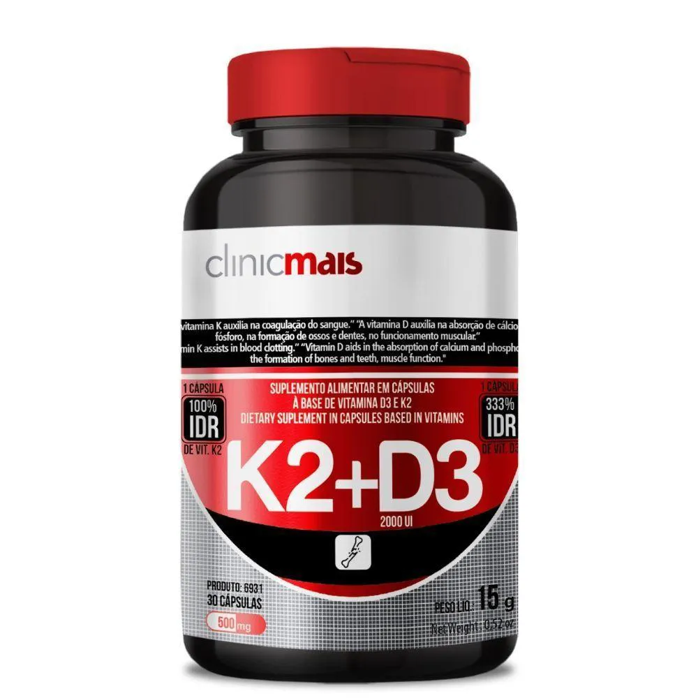VITAMINA K2 + D3 30 CáPSULAS 500MG CLINICMAIS