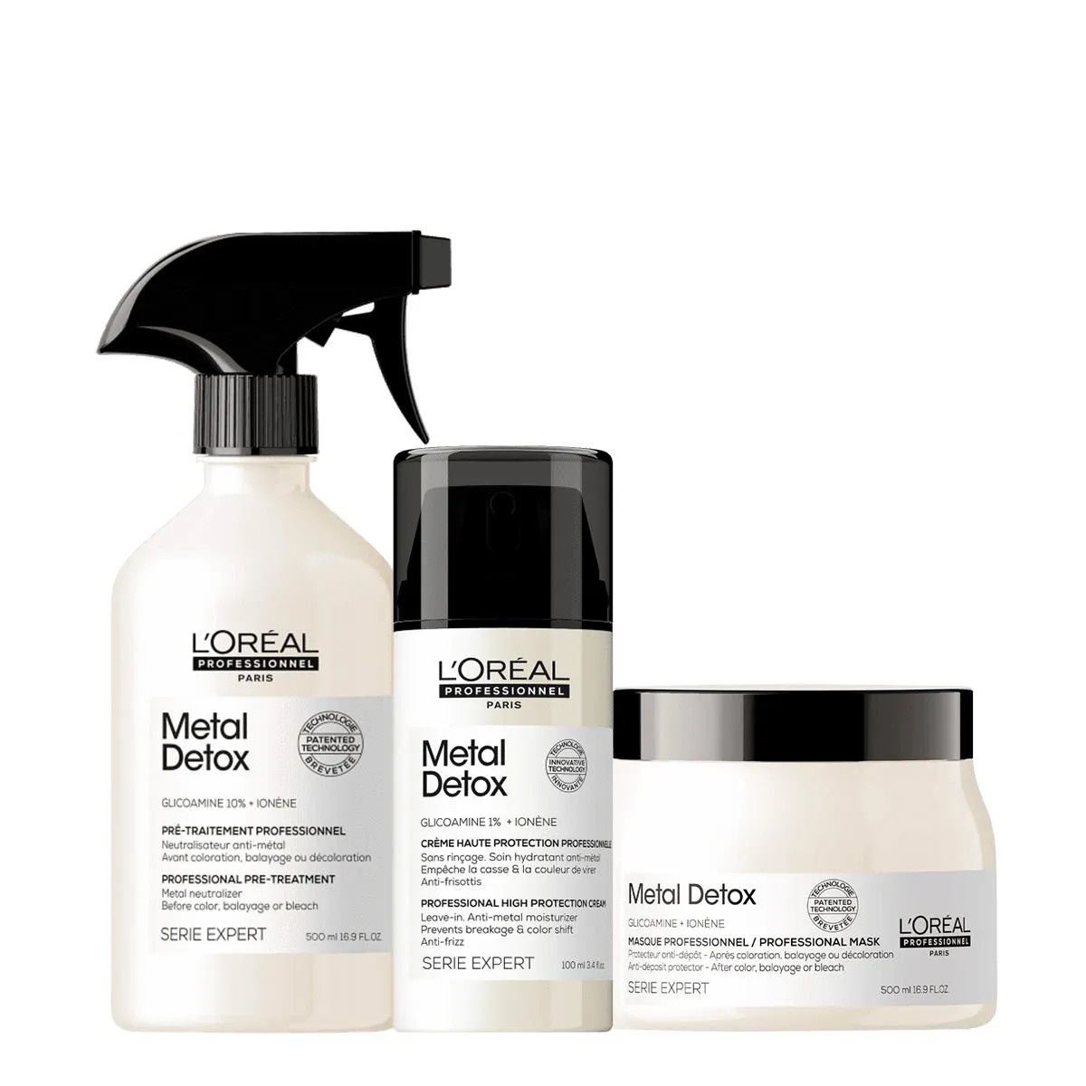 KIT LORéAL PROFESSIONNEL METAL DETOX MáSCARA G LEAVE-IN E SPRAY NEUTRALIZADOR ANTI-METAL (3 PRODUTOS)