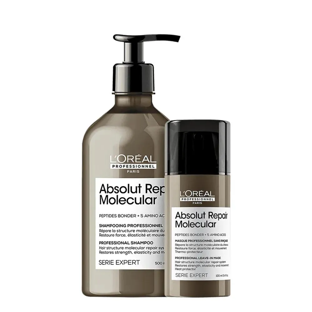 KIT LORéAL PROFESSIONNEL ABSOLUT REPAIR MOLECULAR SHAMPOO 500 E LEAVE-IN (2 PRODUTOS)