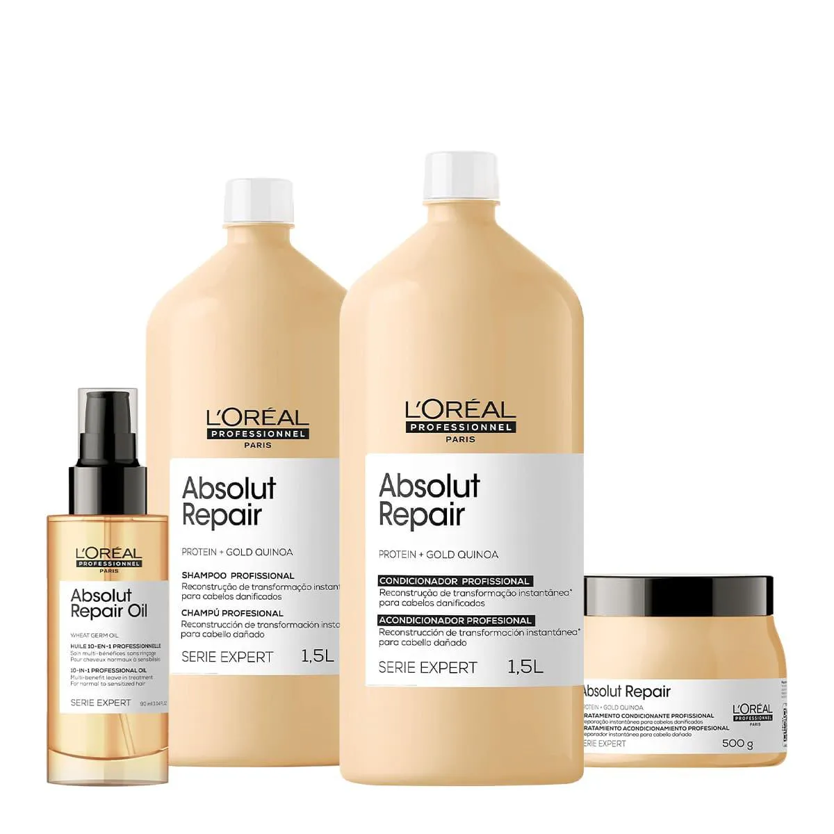 KIT LORéAL PROFESSIONNEL ABSOLUT REPAIR GOLD SALON TOTAL OIL (4 PRODUTOS)
