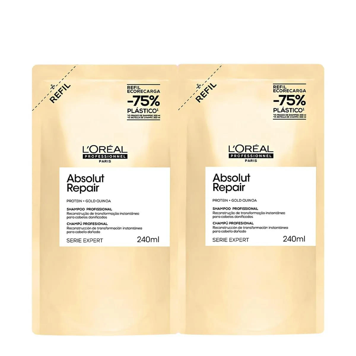 KIT LORéAL PROFESSIONNEL ABSOLUT REPAIR GOLD REFIL SHAMPOO EXTRA (2 UNIDADES)