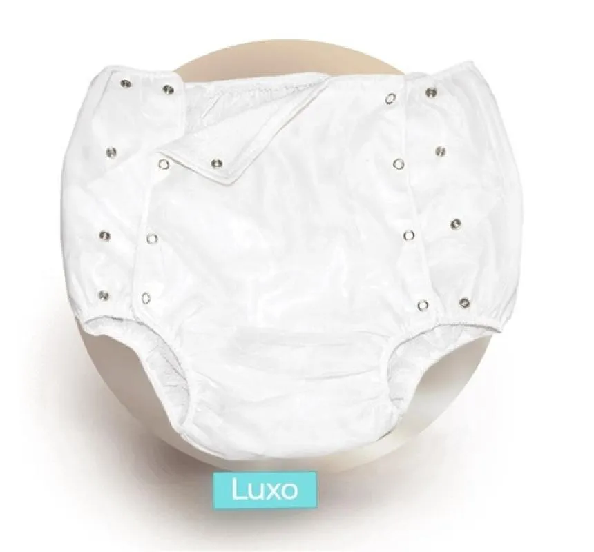 CALçA PLáSTICA LUXO BRANCA COM BOTãO - TAM M 44/46
