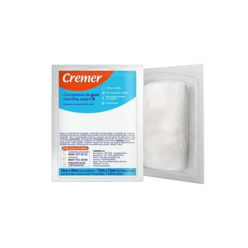 COMPRESSA GAZE ESTERIL 10X10CM 1ENV C/ 10UN CREMER