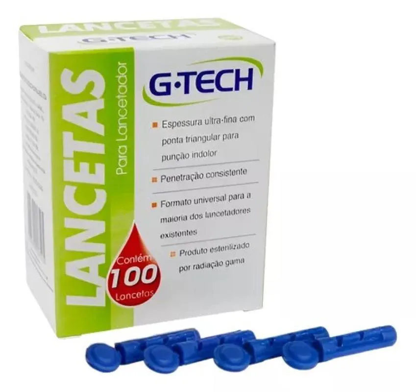 LANCETA G-TECH 30G COM 100 UNIDADES PARA CANETA LANCETADORA