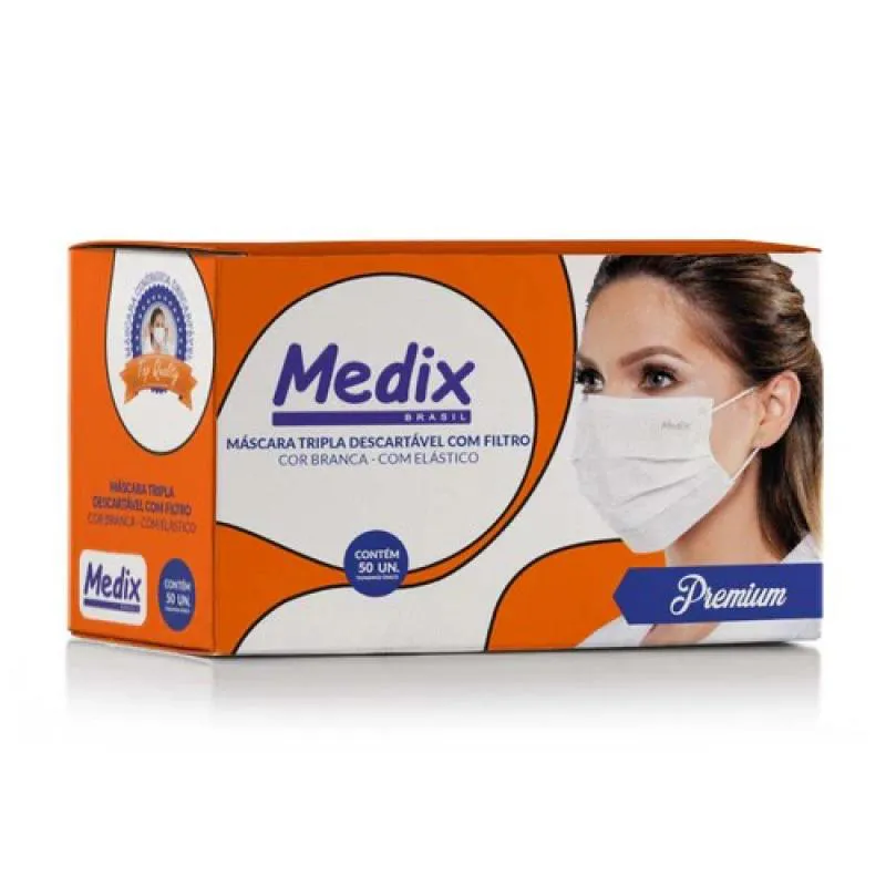 MASCARA DE PROTEçAO TRIPLA BRANCA CX COM 50UN MEDIX