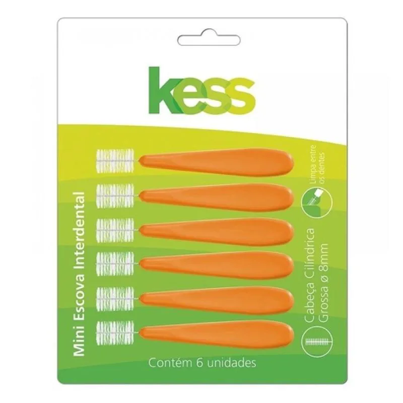 MINI ESCOVA INTERDENTAL CILíNDRICA GROSSA 8MM - 6 UNIDADES