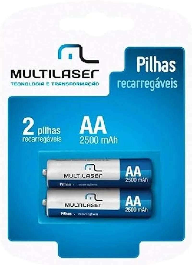 PILHAS RECARREGAVEIS AA (2500MAH) 2UN CB053 MULTILASER