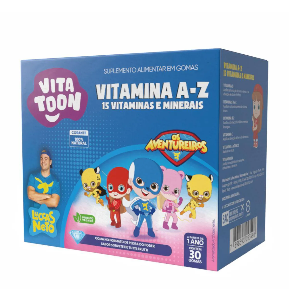 VITATOON LUCCAS NETO VITAMINA A-Z TUTTI FRUTTI 30 GOMAS