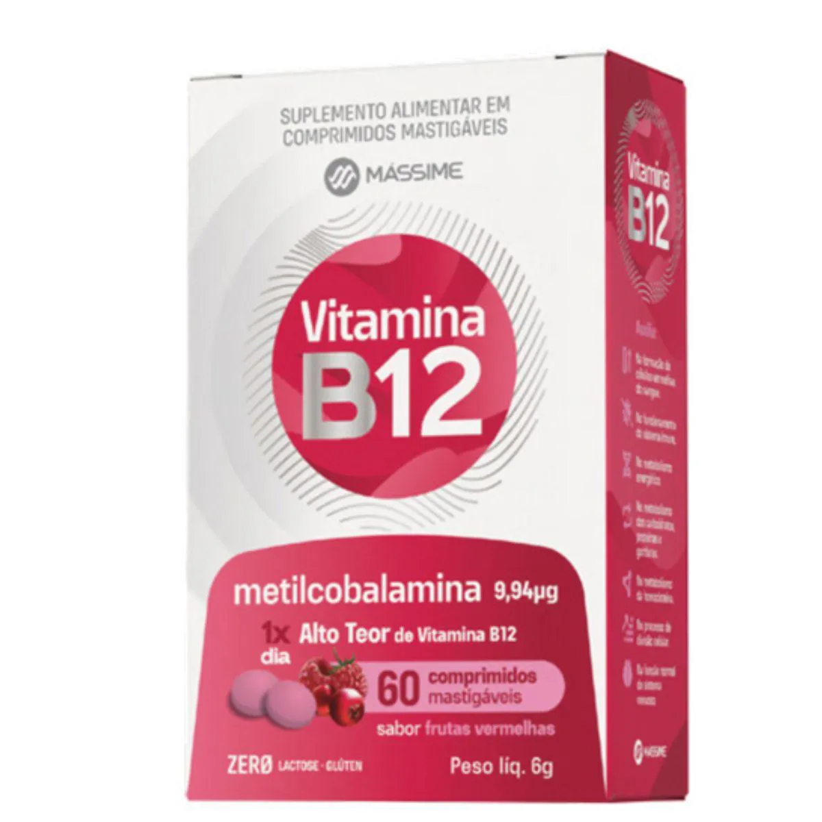 VITAMINA B12 9,94MCG - 60CPR MASTIGAVEIS - MASSIME