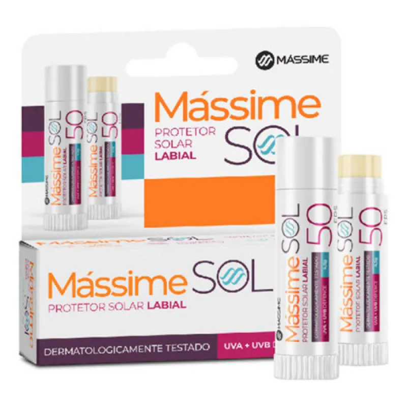PROTETOR SOLAR LABIAL FPS 50 SEM SABOR MASSIME SOL 4,5G