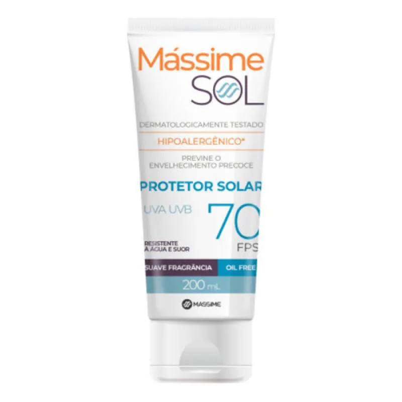PROTETOR SOLAR FPS 70 - OIL FREE - TOQUE SECO - 200ML - MáSSIME