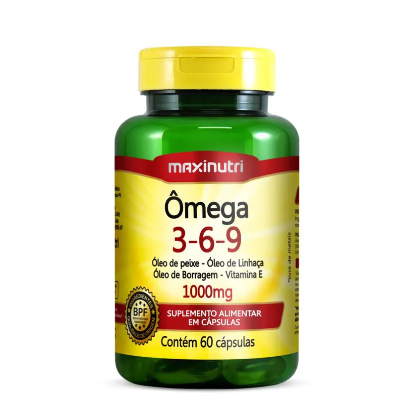 ÔMEGA 3-6-9 (PEIXE/LINHAçA/BORRAGEM/VIT. E) 1000MG -60 CáPS.