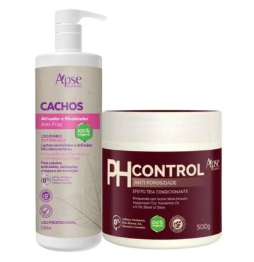 APICE COSMETICS, KIT ATIVADOR CACHOS 1L E PH CONTROL ACIDIFICANTE 500G APSE