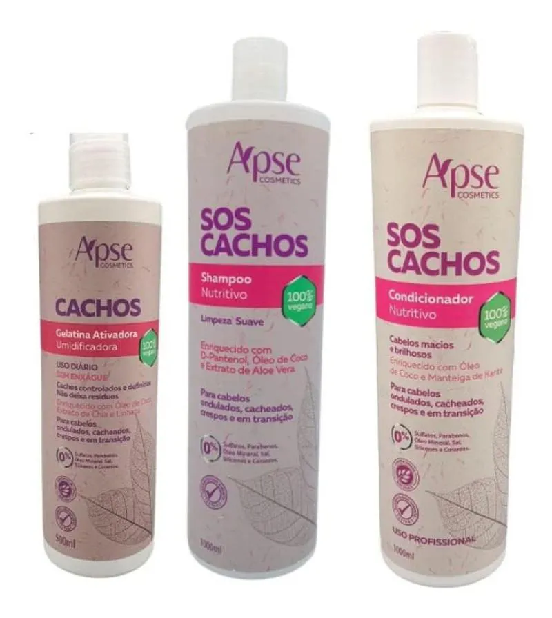 APSE CACHOS SHAMPOO 1 L E CONDICIONADOR 1 L E GELATINA 500 ML