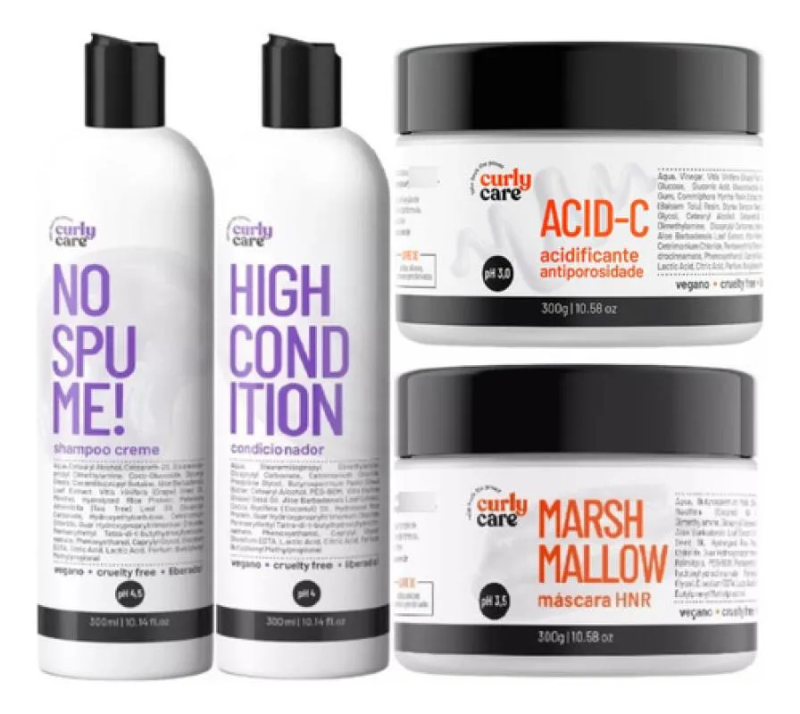 KIT CURLY CARE SHAMPOO NO SPUME, HIGH CONDITION, MASCARA ACID-C E MARSHMALLOW